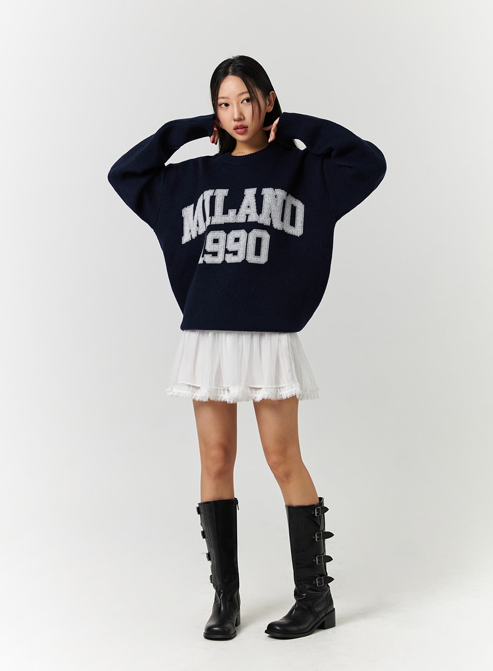 Solid Mid Waist Banded Lace Trim Ruffle Mini Skirt CD328