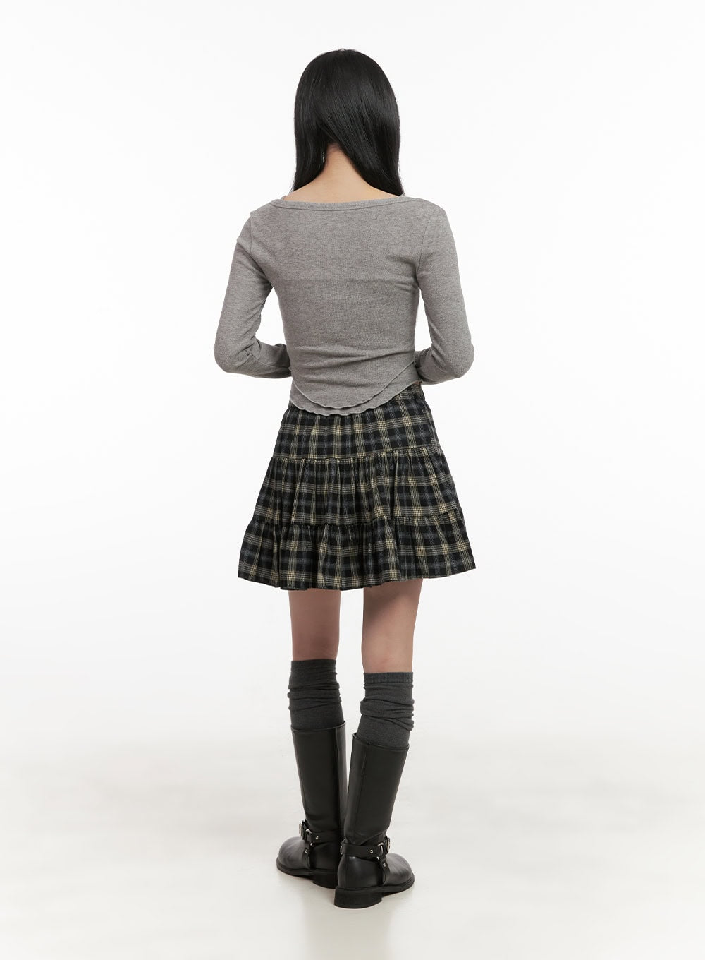 Checkered Ruffle Mini Skirt CD404