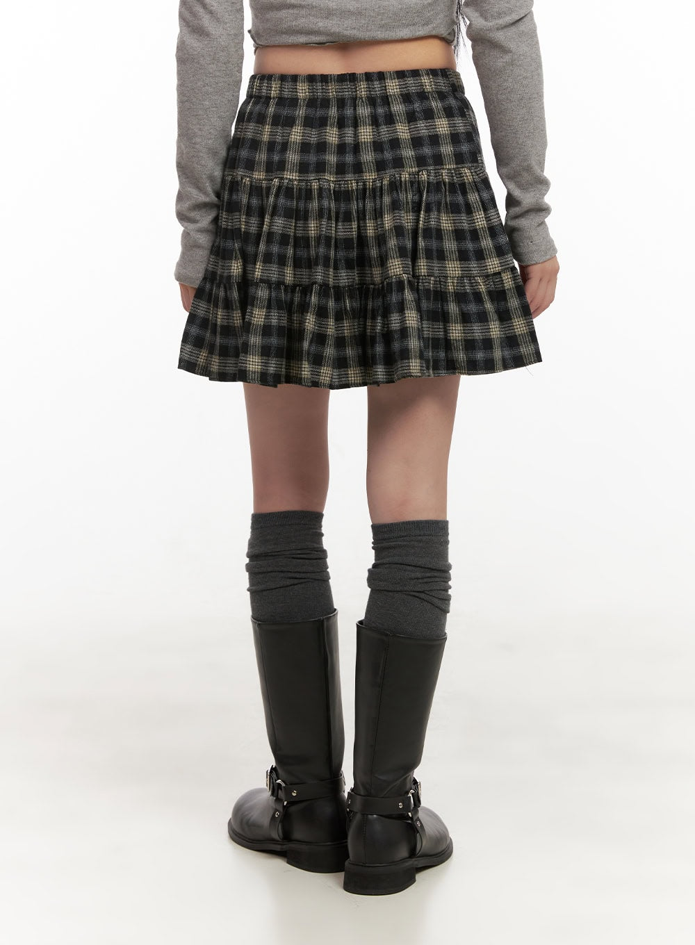 Checkered Ruffle Mini Skirt CD404